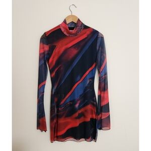 EDIKTED Sparks Fly Side Slitted Mesh Mini Dress